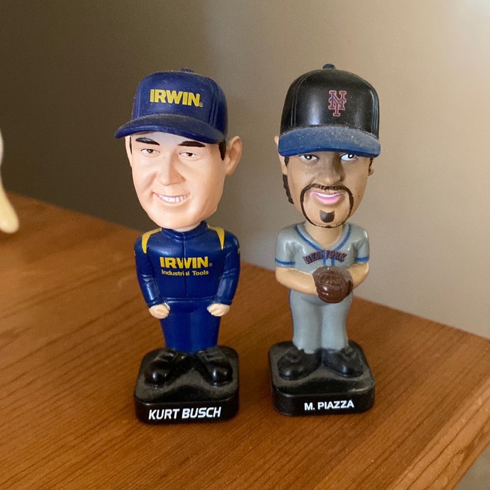 REDUCED!! CLOST CLEAN-OUT SALE!! 
2 Mini 2003 bobble heads- Kurt Busch, M Piazza